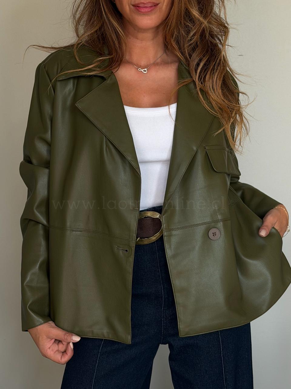 Chaqueta Ecocuero Sol verde
