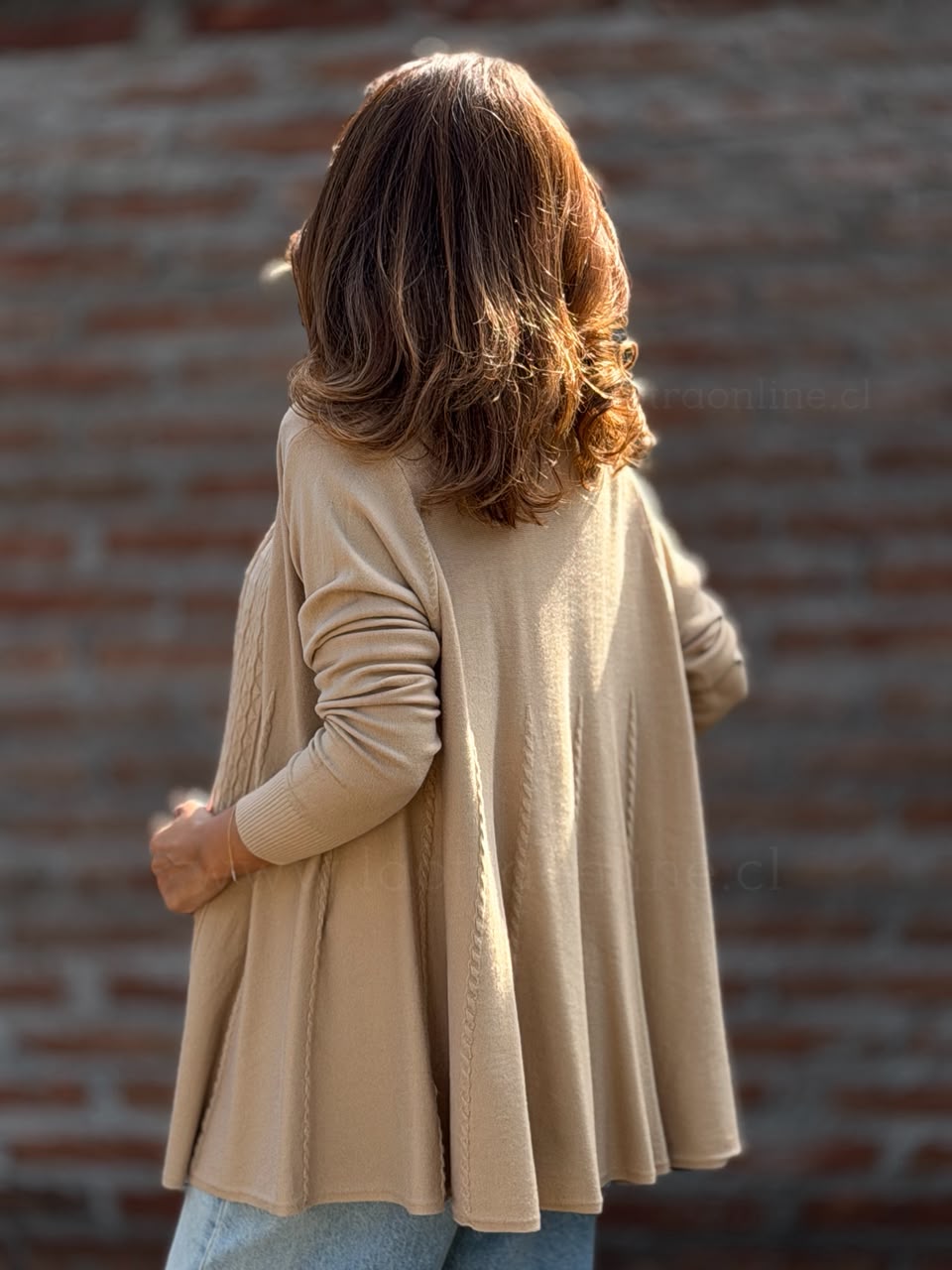 Cárdigan evasé Trenzado camel