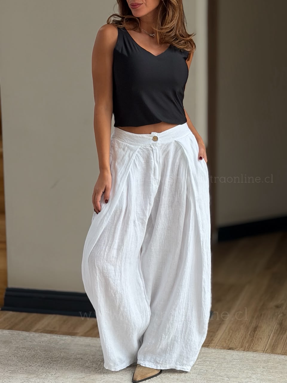 Pantalón Viral puro lino blanco