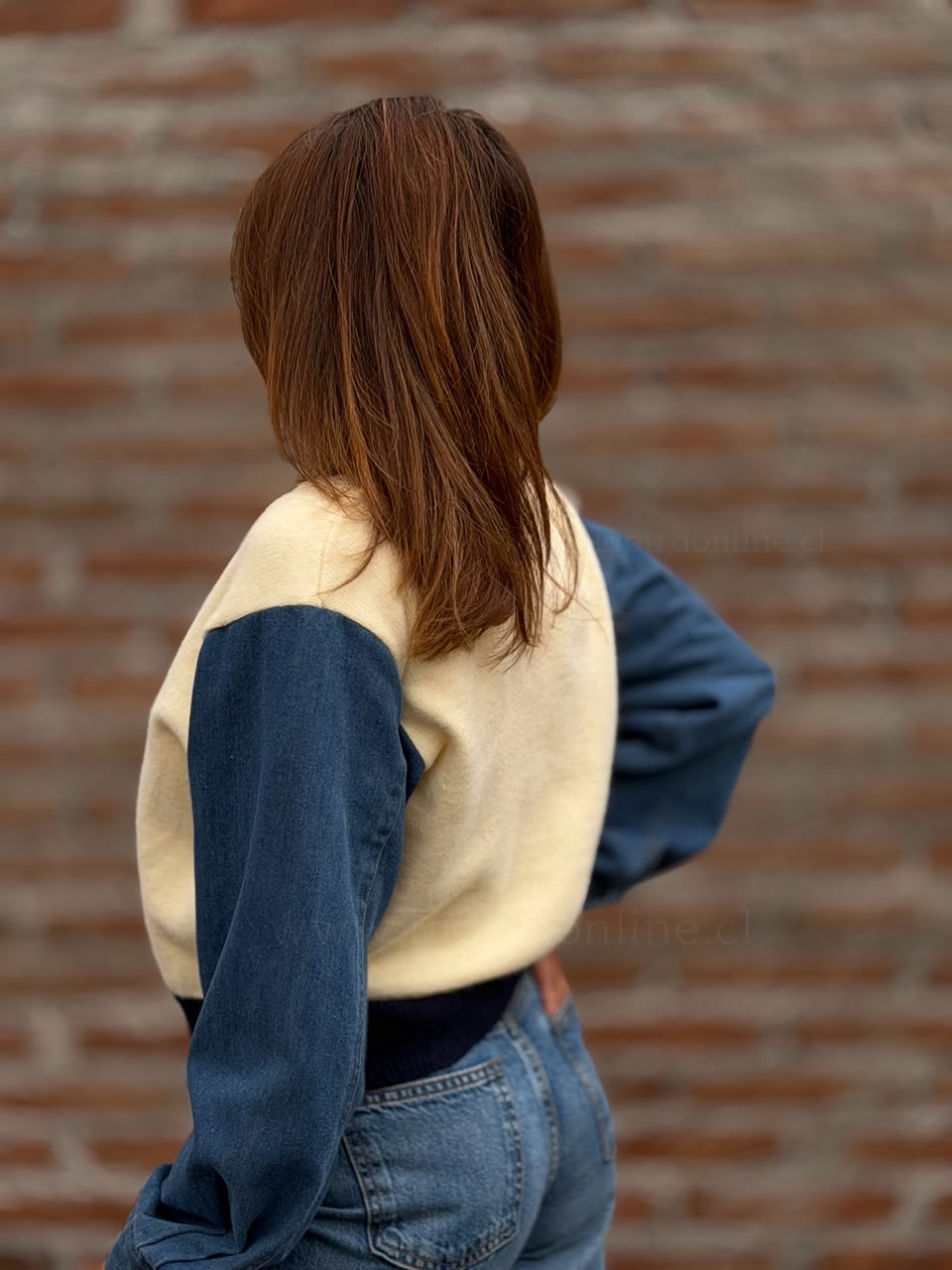 Chaleco manga Jeans crema