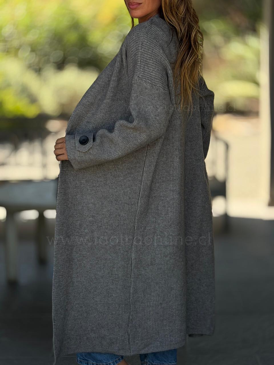 Maxi Cárdigan Sophie gris verdoso