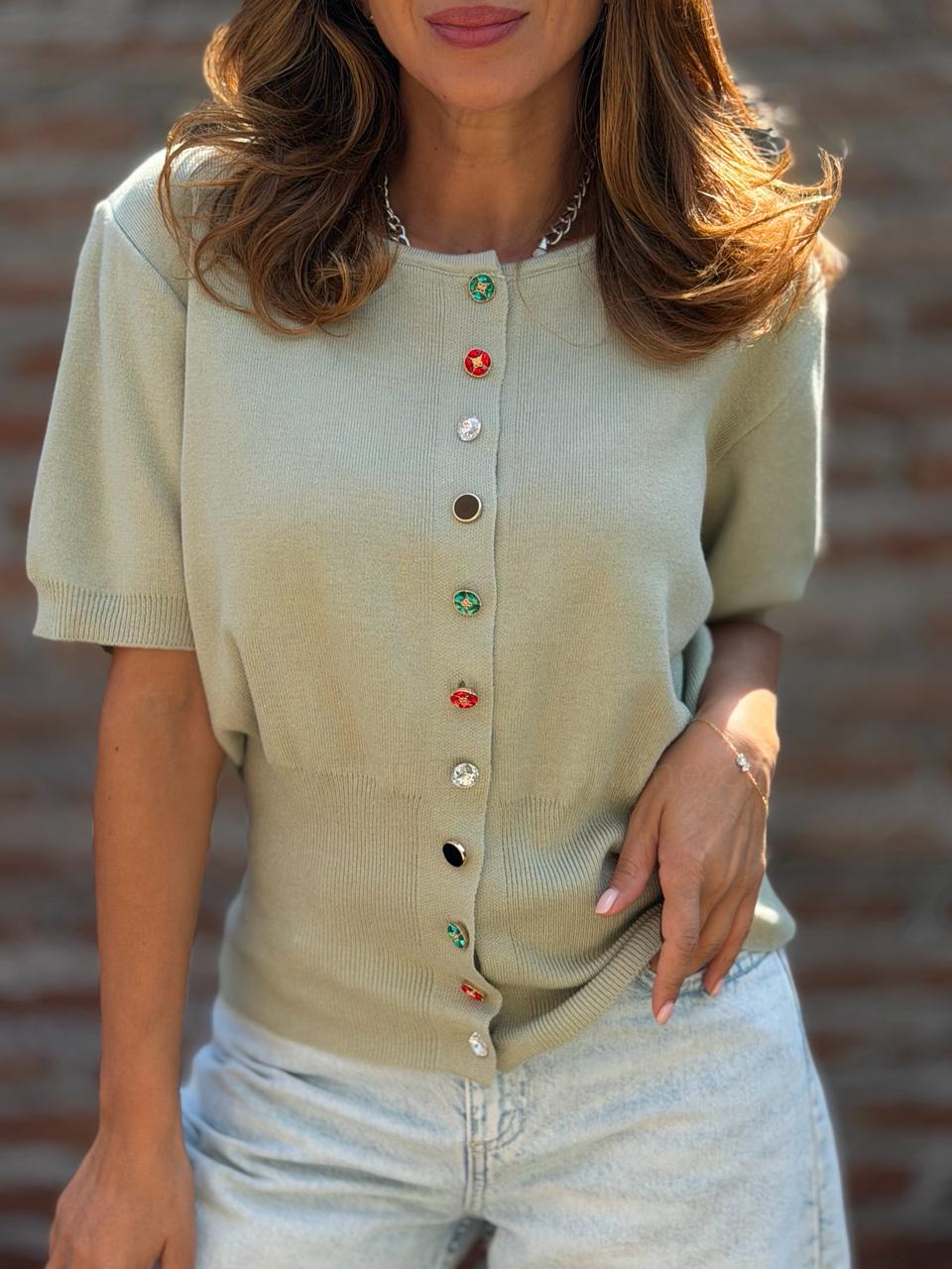 Polera Boton colores menta