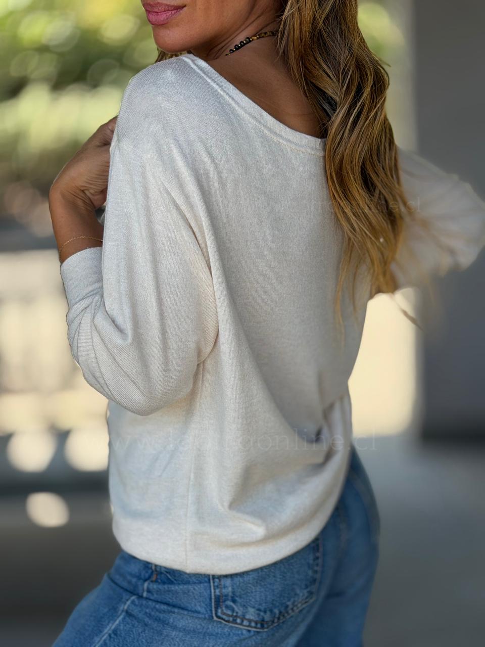 Polera Tachitas crema