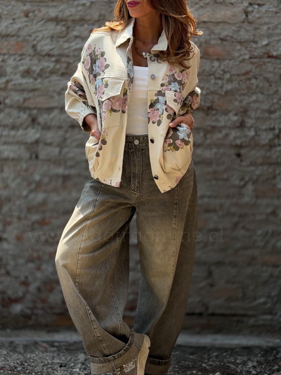 Chaqueta New Flower beige
