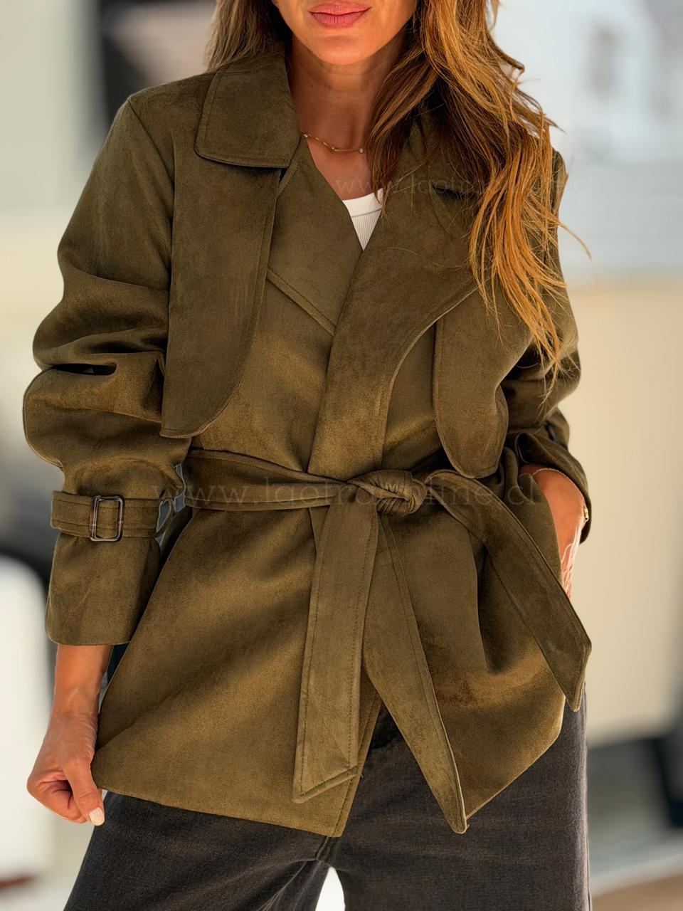 Trench gamuza forrado olivo