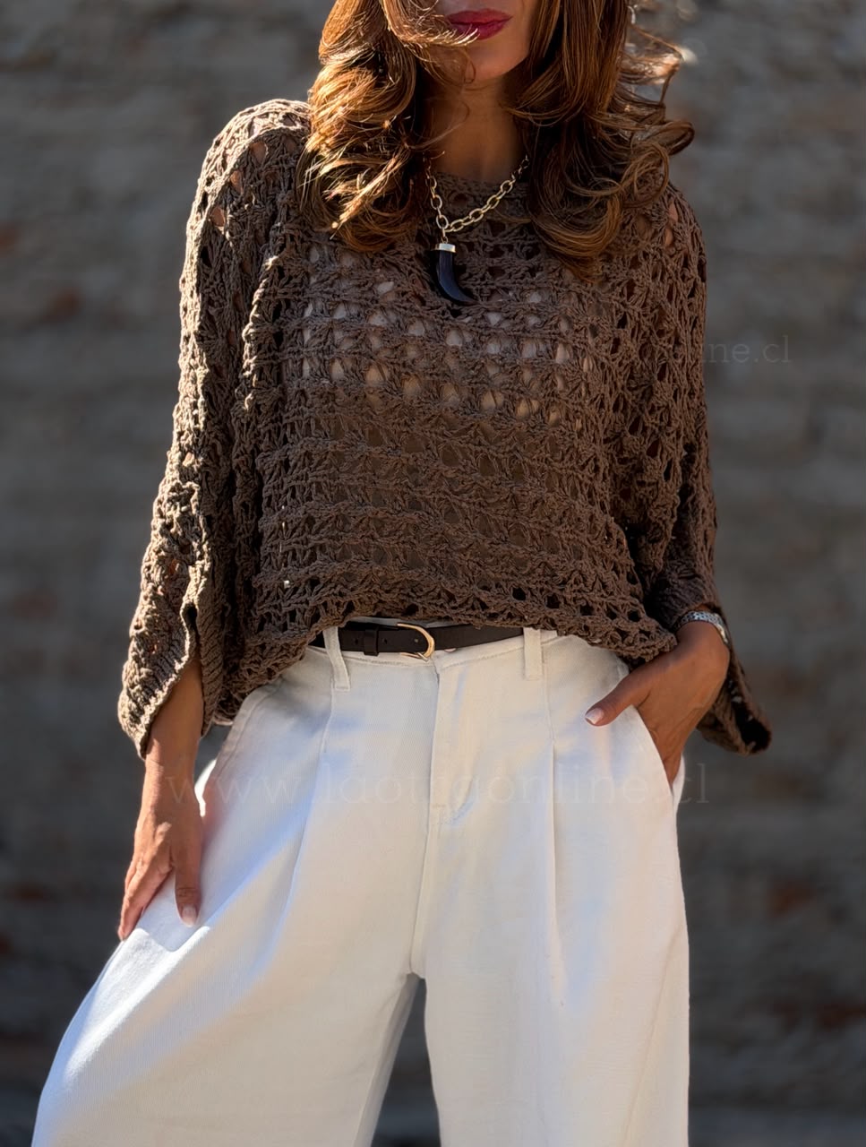 Sweater calado moka