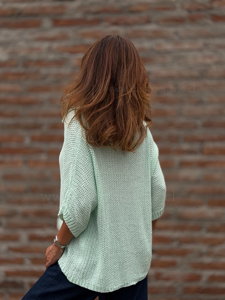 Sweater Cuello pique menta