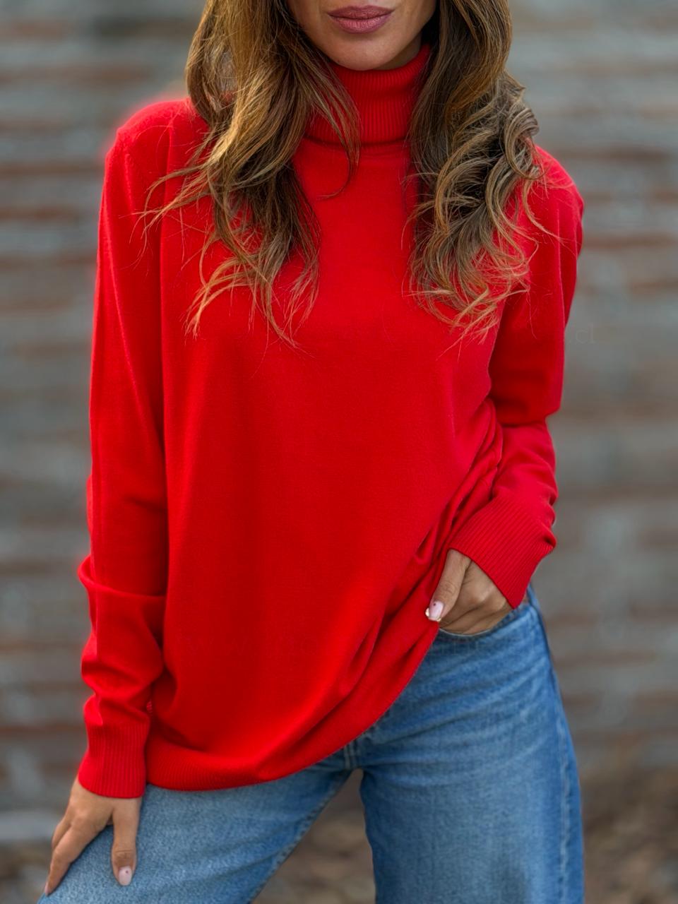Sweater Cuello alto rojo