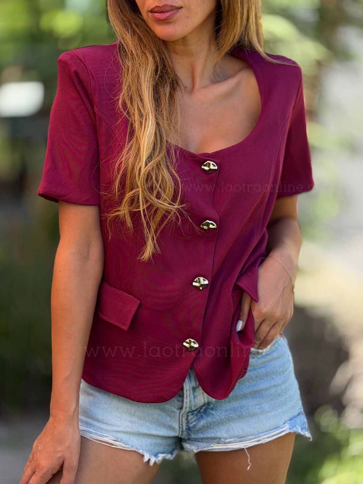 Blusa manga corta cherry