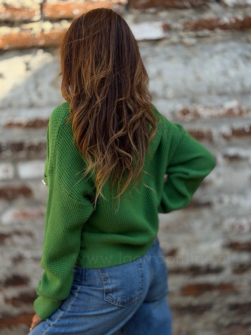 Sweater Tejido waffle verde