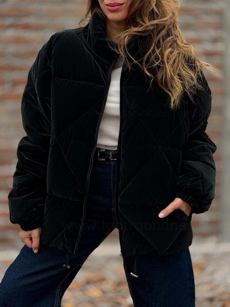 Parca Acolchado Impermeable negro
