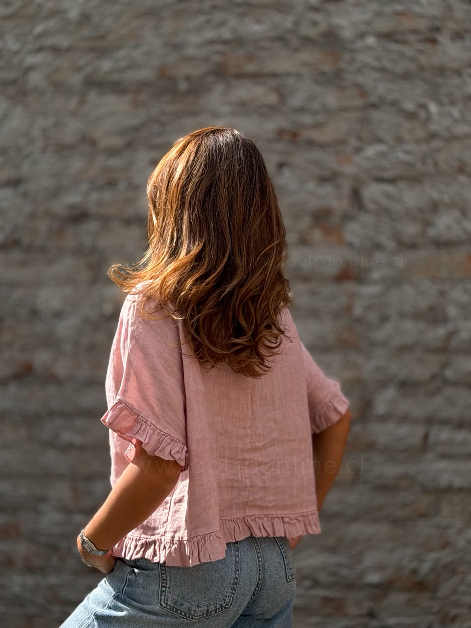 Polera 100%Lino Italiano rosa
