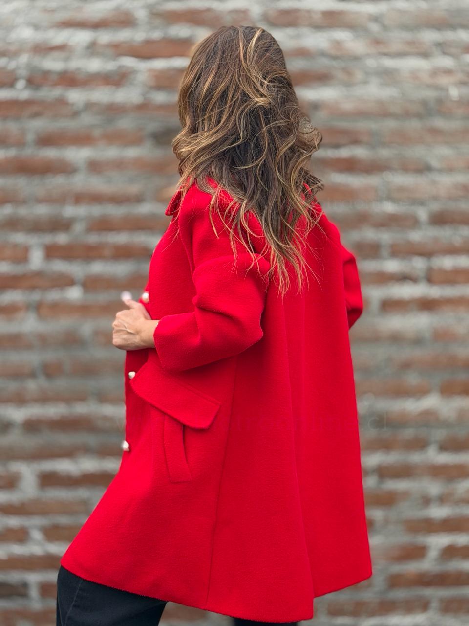 Abrigo Botón perla rojo
