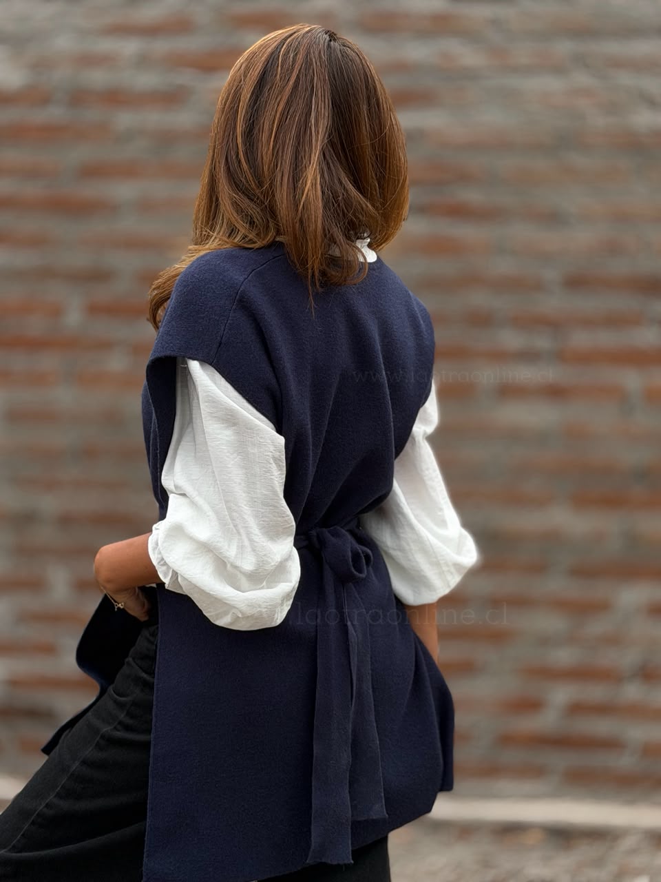 Sweater/capa cuello V azul