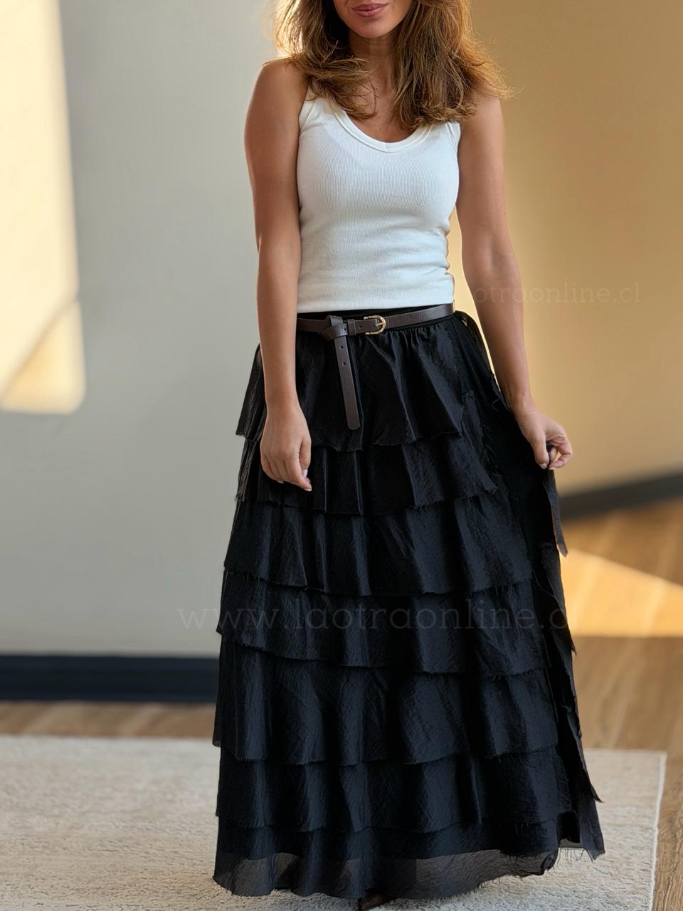Falda Fashion capas negro