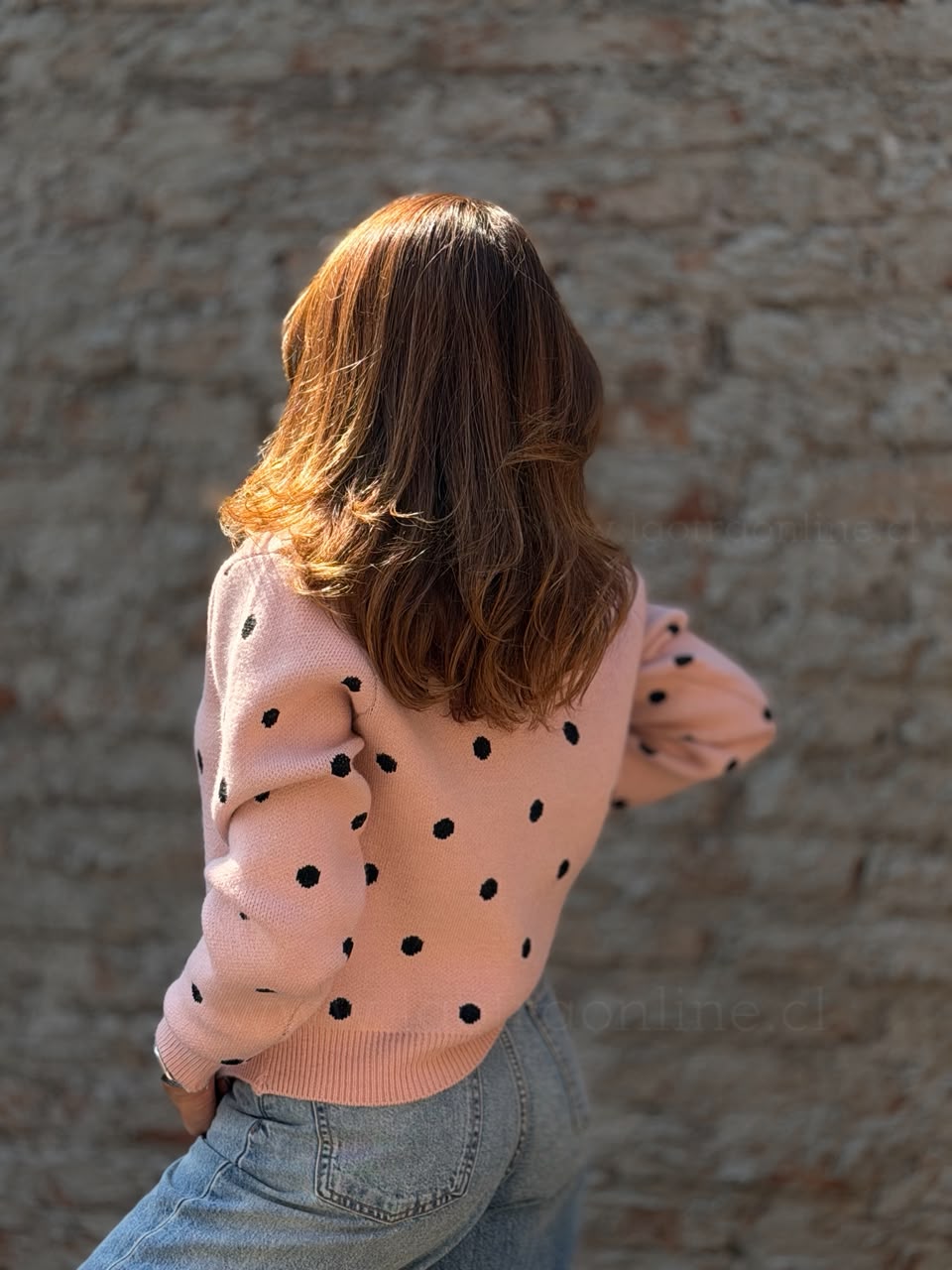 Chaleco Lunar cuello jeans rosa