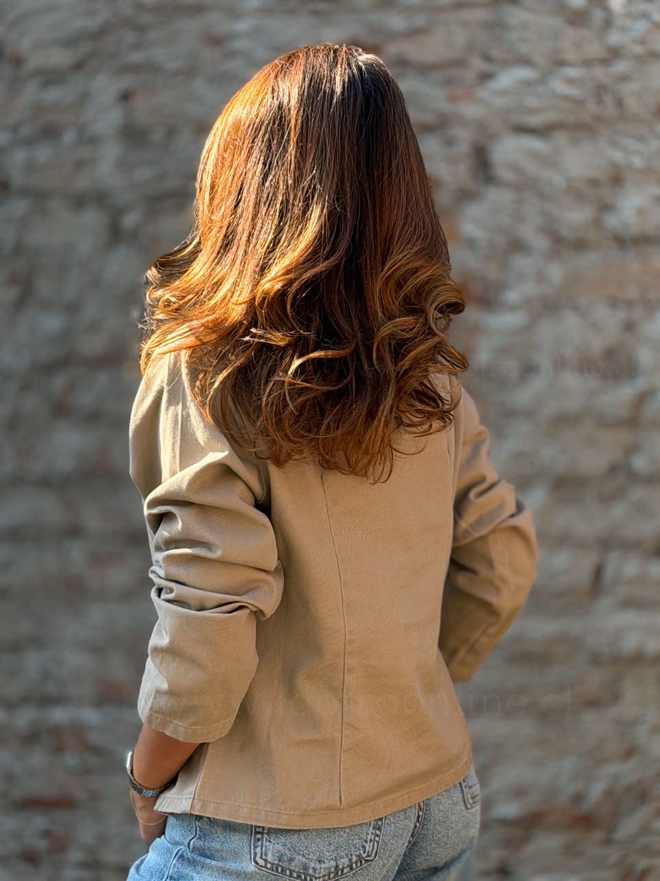Chaqueta Cruzada mezclilla beige