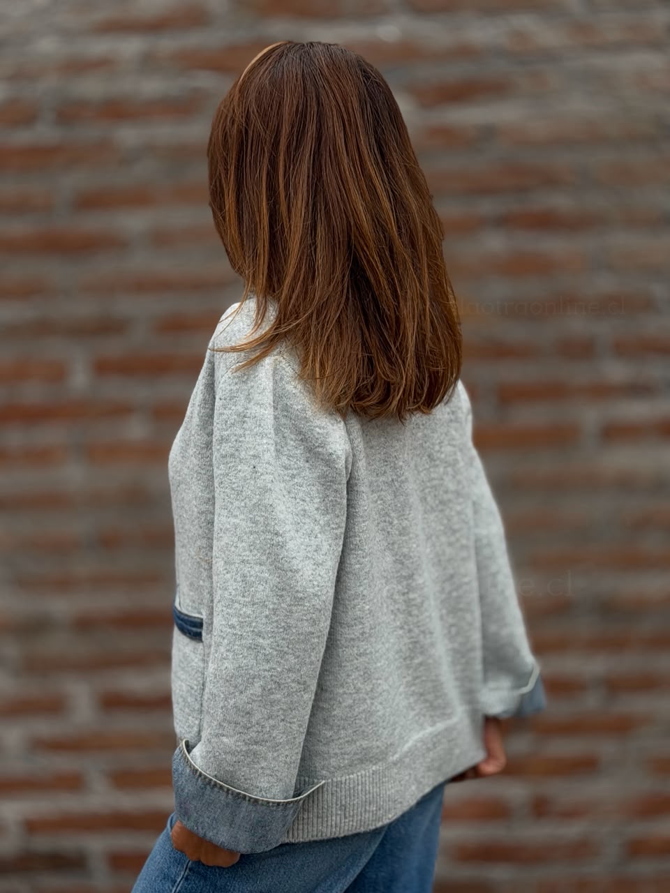 Chaleco Lana/mezclilla gris