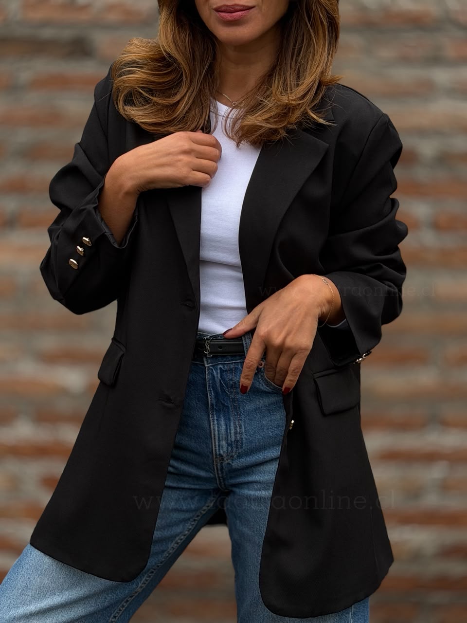 Blazer Botón precioso negro