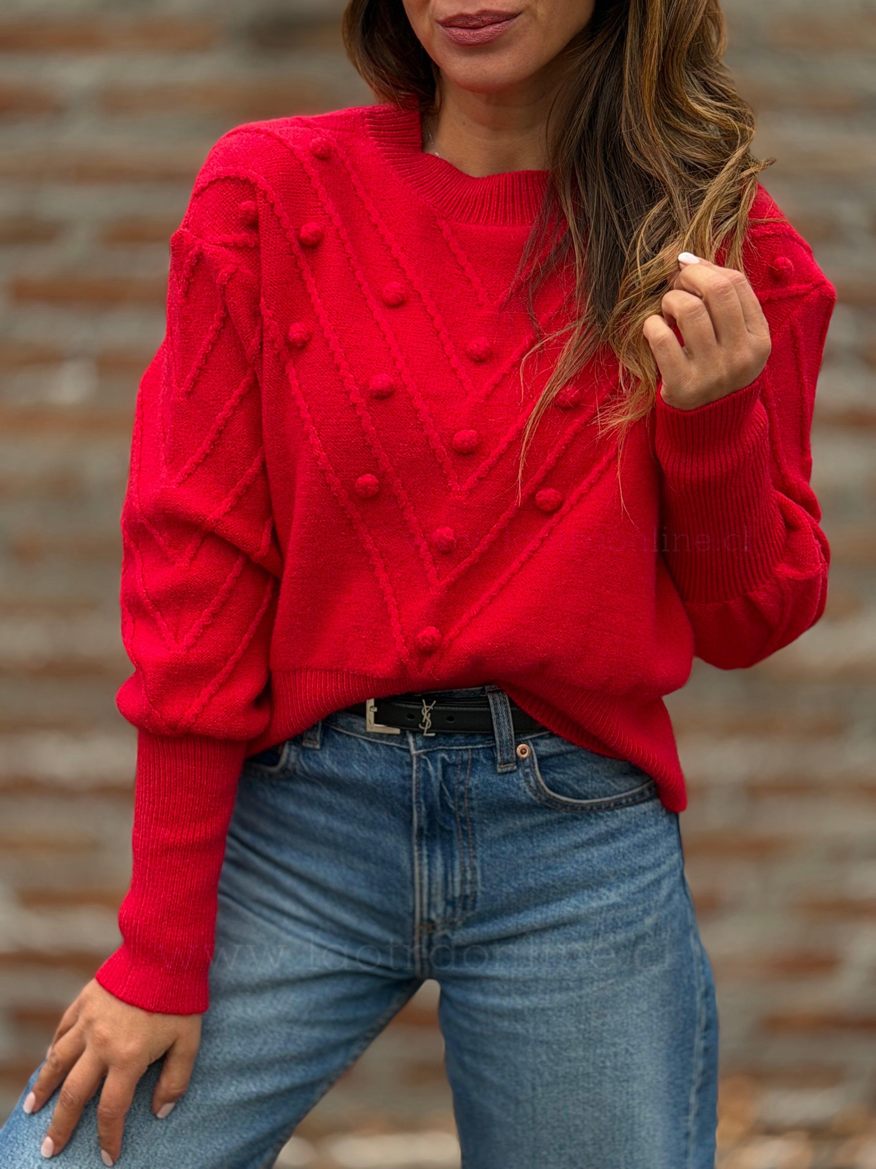 Sweater Pompón rojo