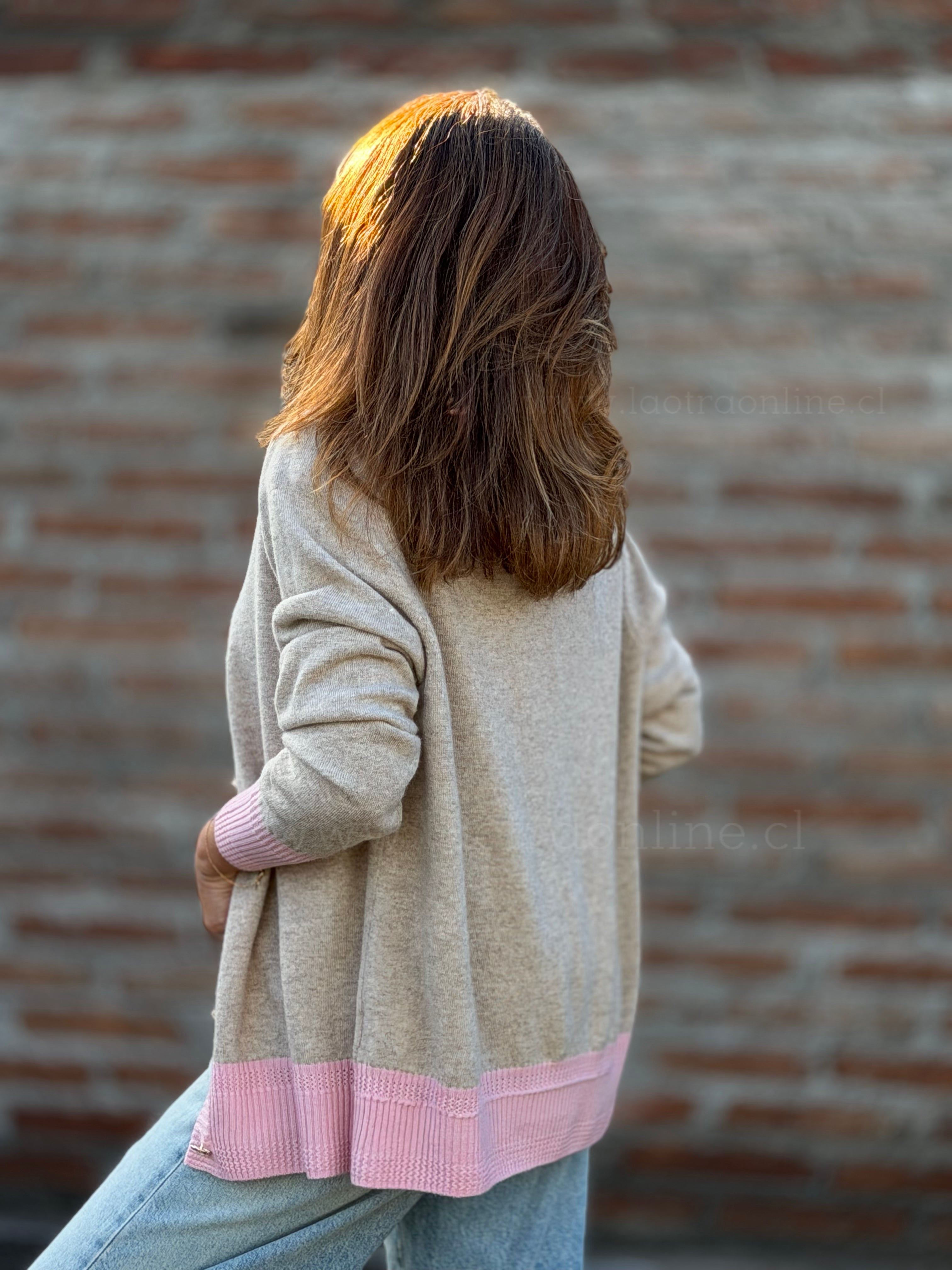 Chaleco+polera rosa