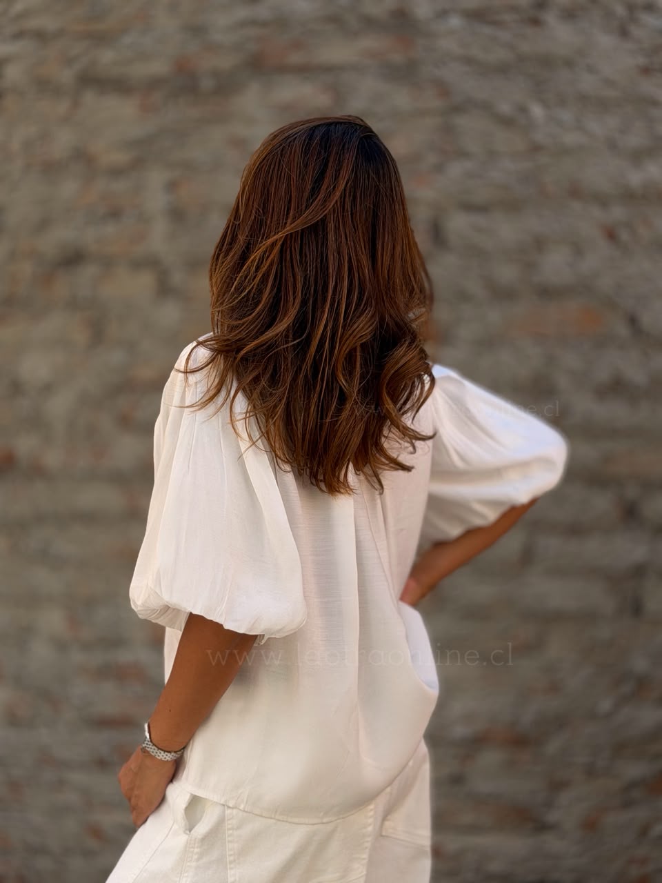 Polera manga perfecta abullonada blanco