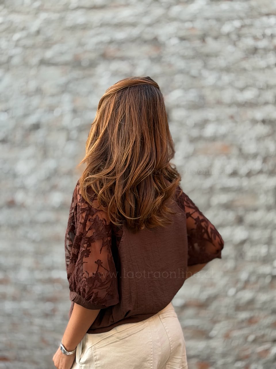 Blusa Coqueta bordada marrón