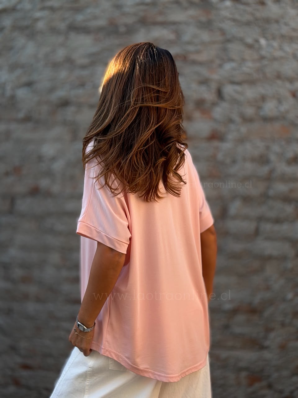 New Polera Oversize+collar rosa