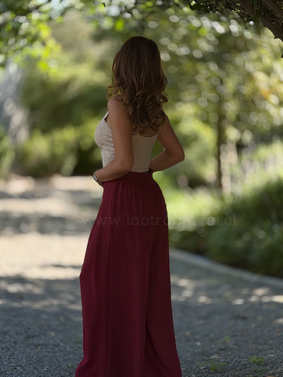 Pantalón Botones cherry