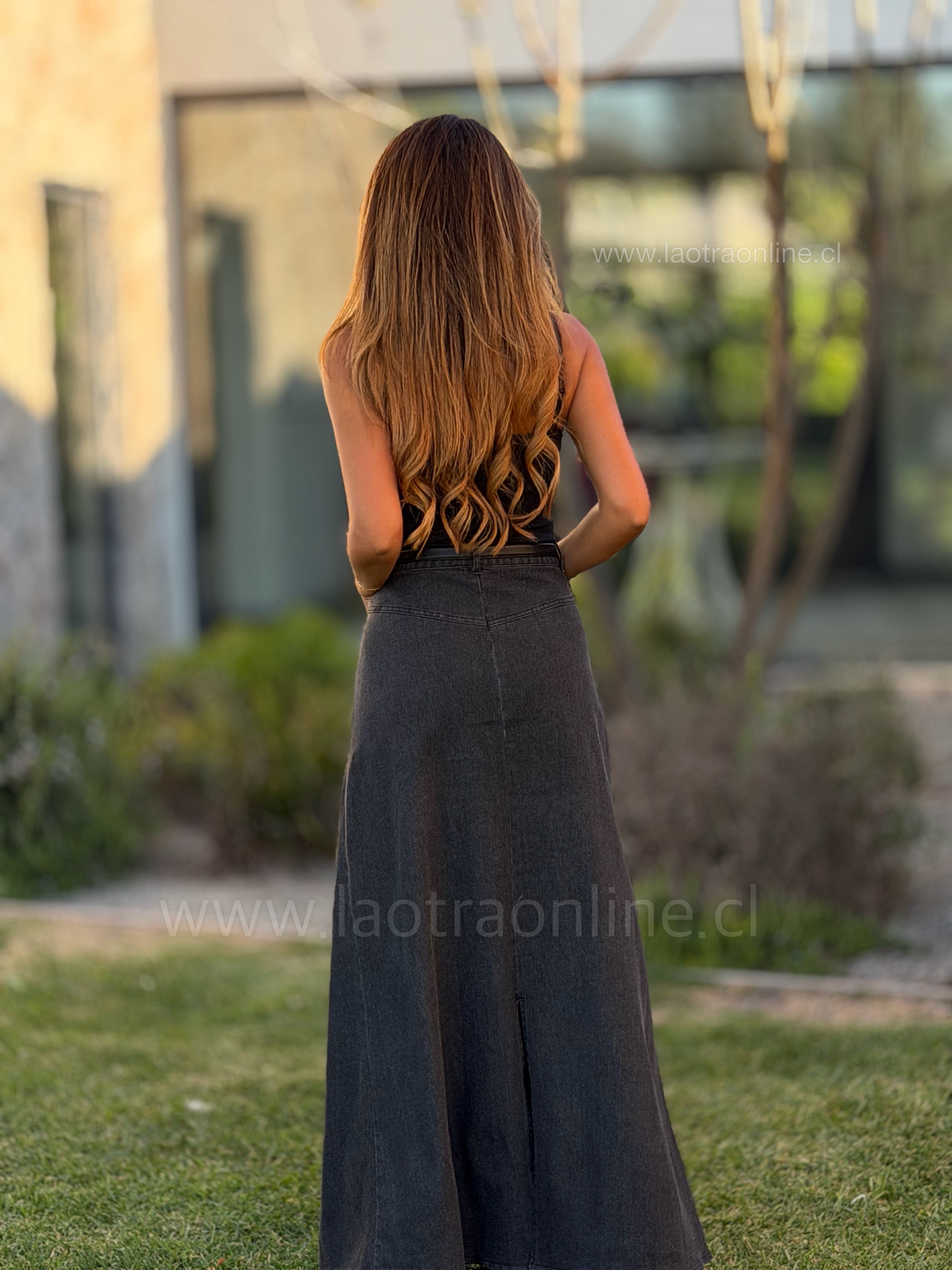 Falda Jeans sin bolsillo trasero negro
