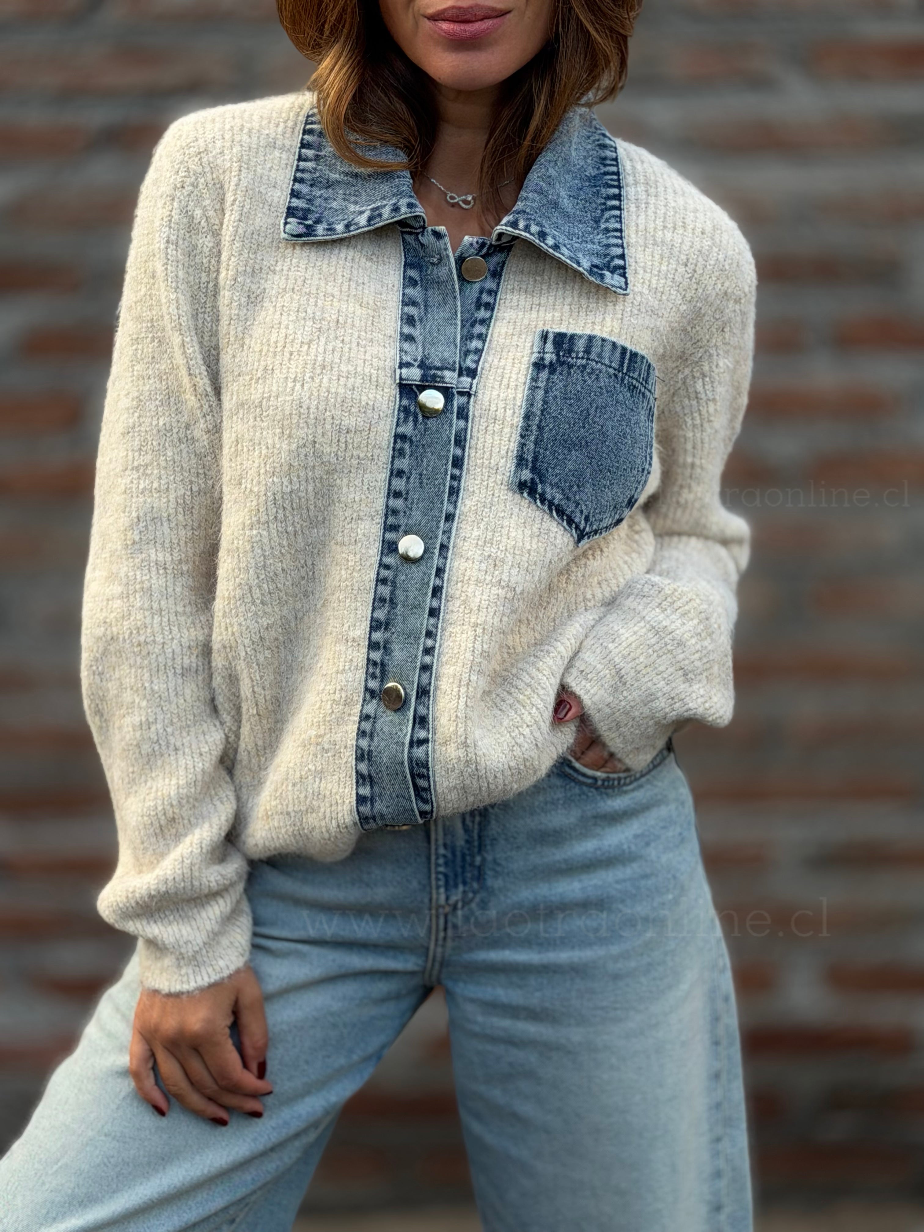 New Chaleco encanto jeans arena