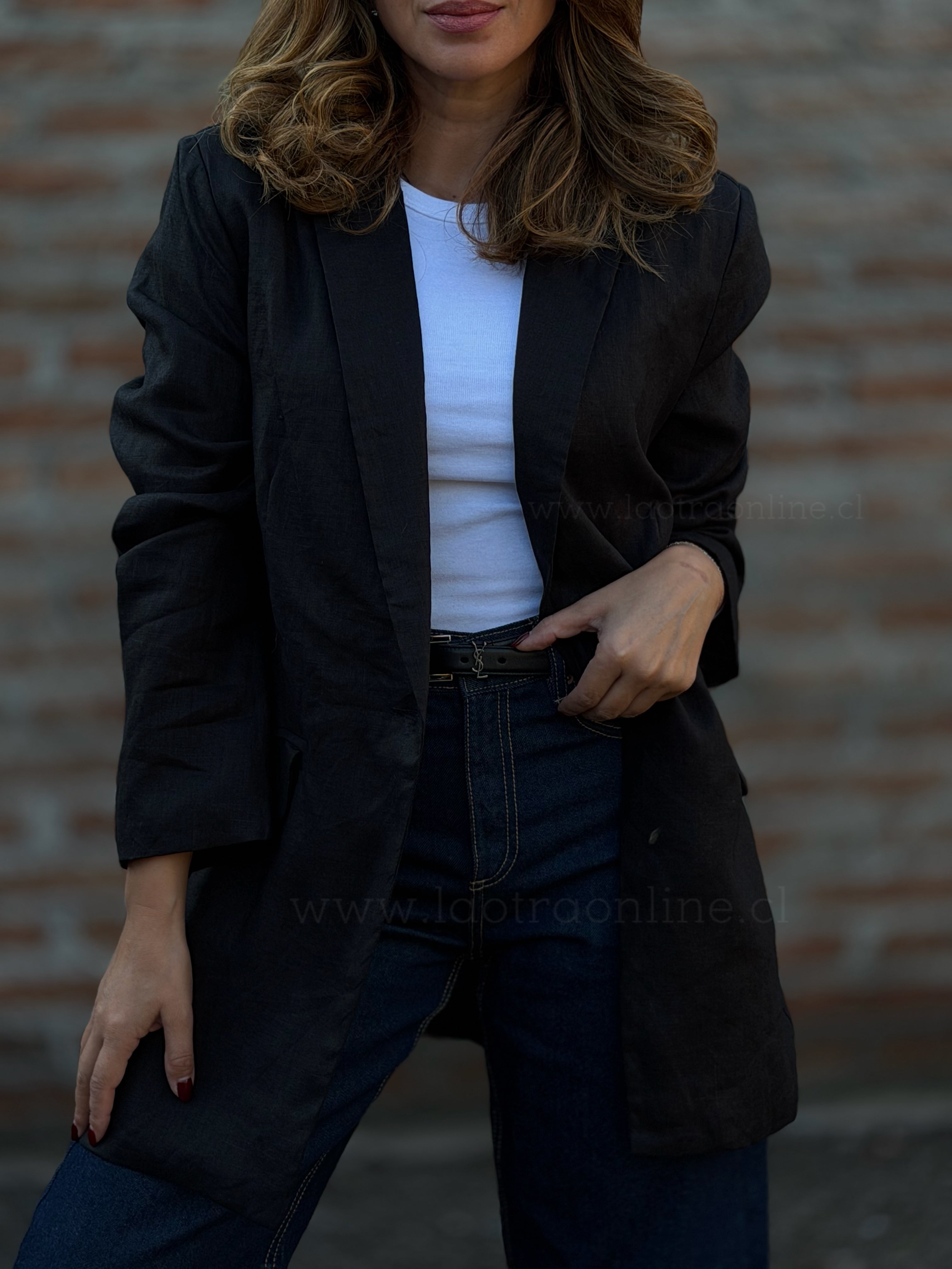 Blazer lino italiano forro negro