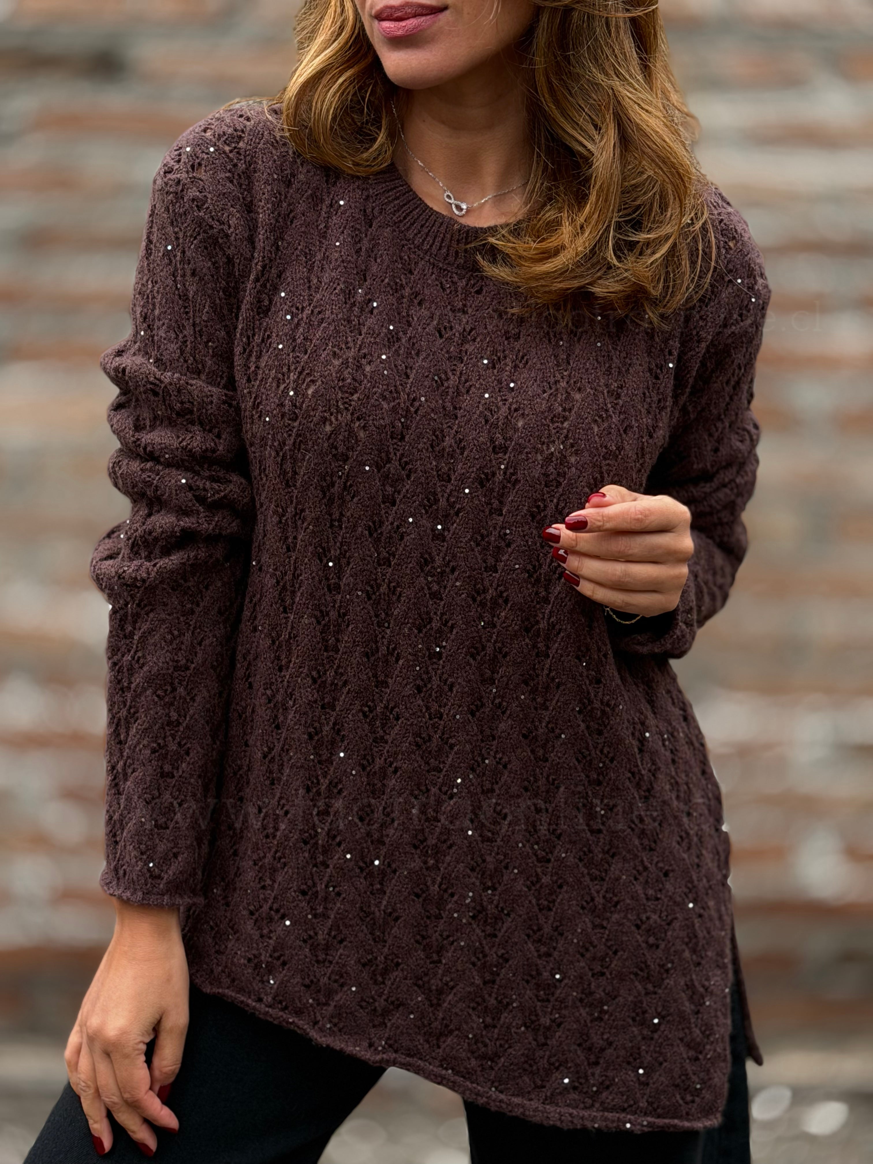 Sweater mini lentejuela choco