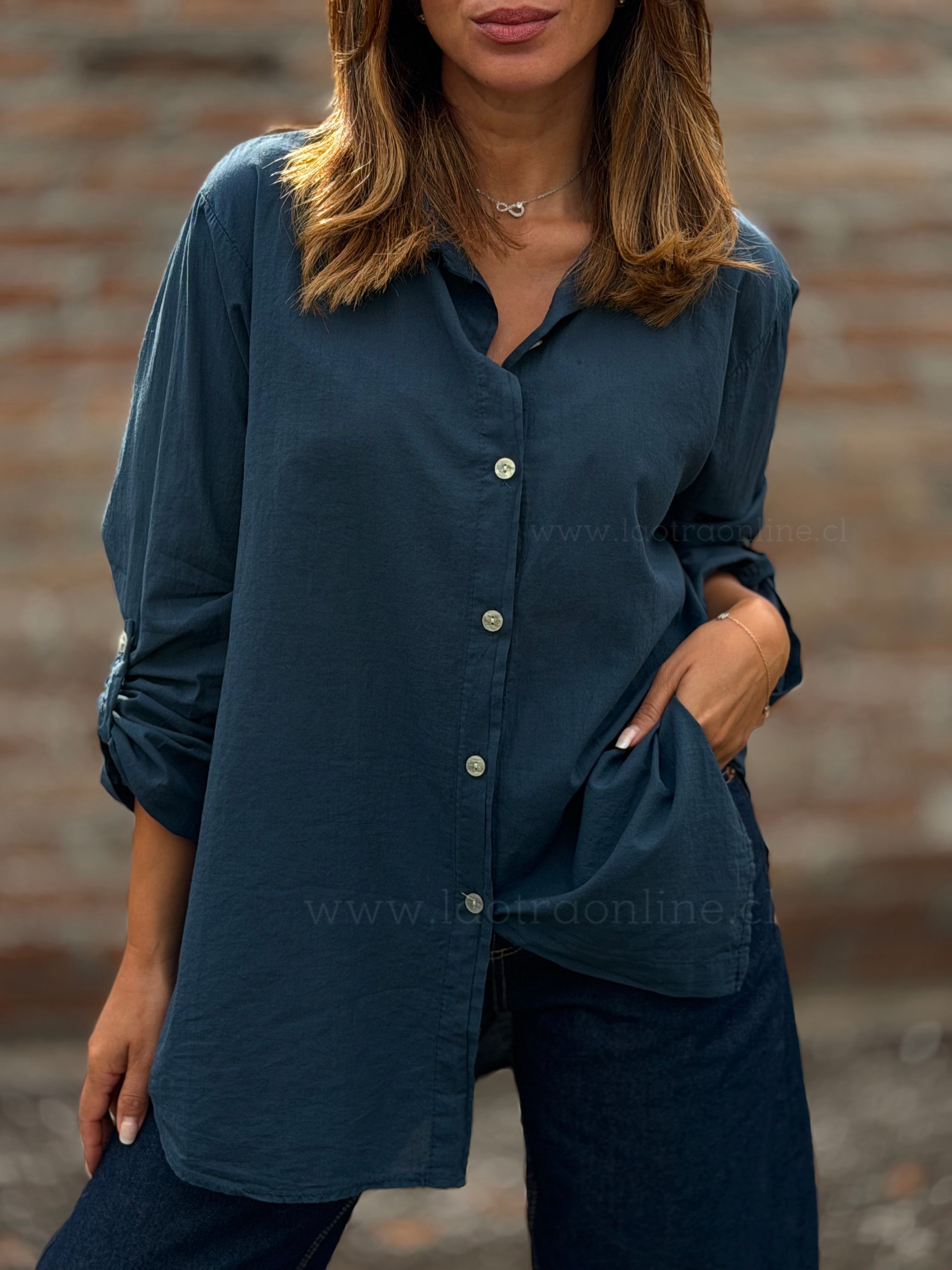 Blusa Italia popelin azul