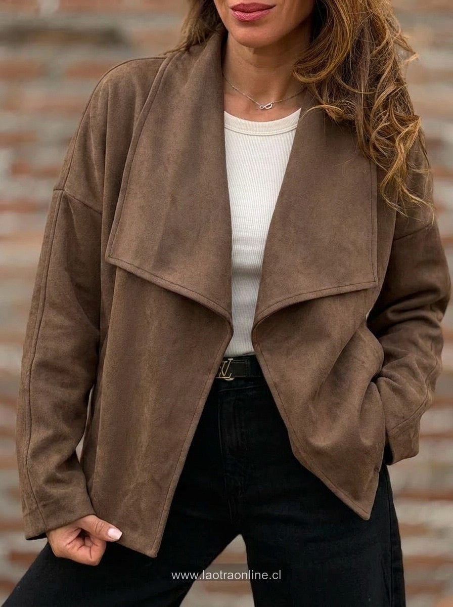 Chaqueta solapa Gamucina tabaco