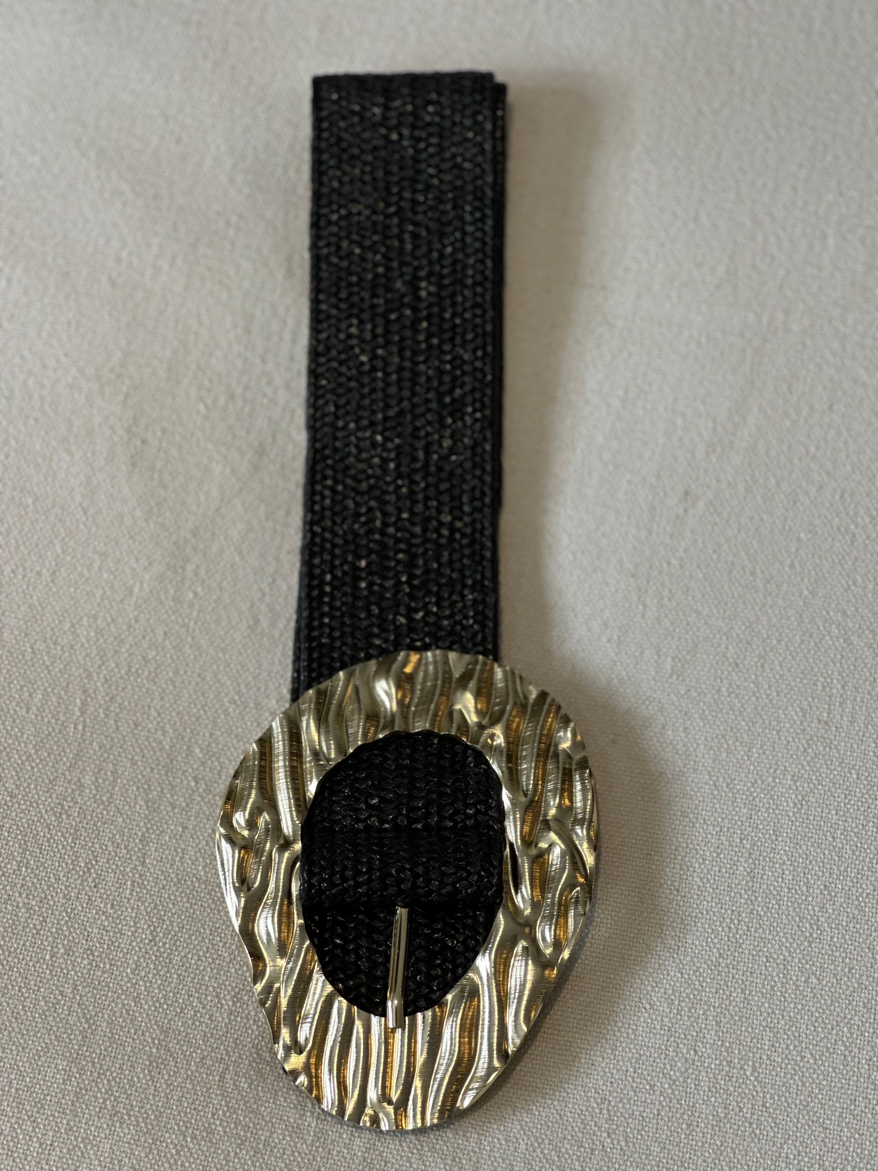 Cinturón rafia negro