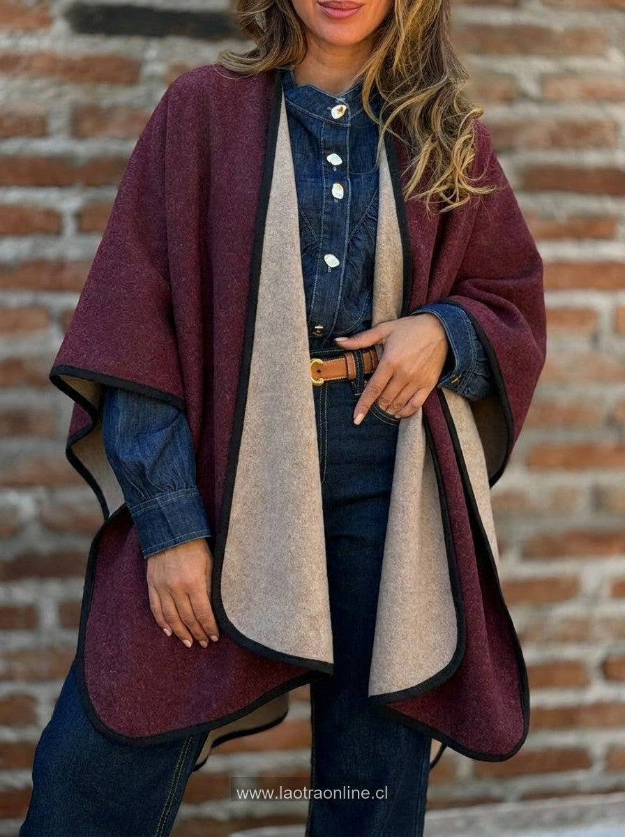 Poncho Bicolor reversible cherry