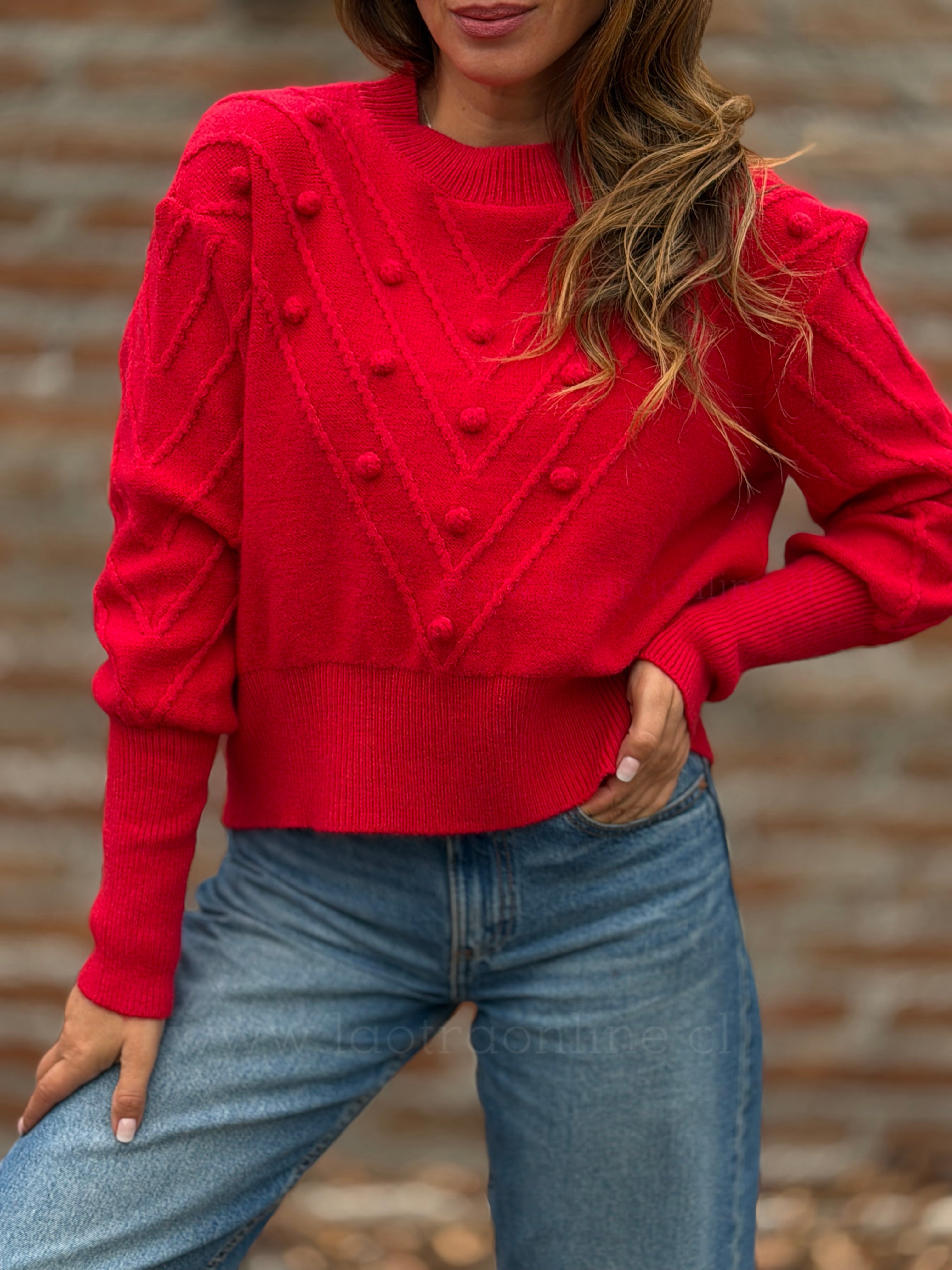 Sweater Pompón rojo