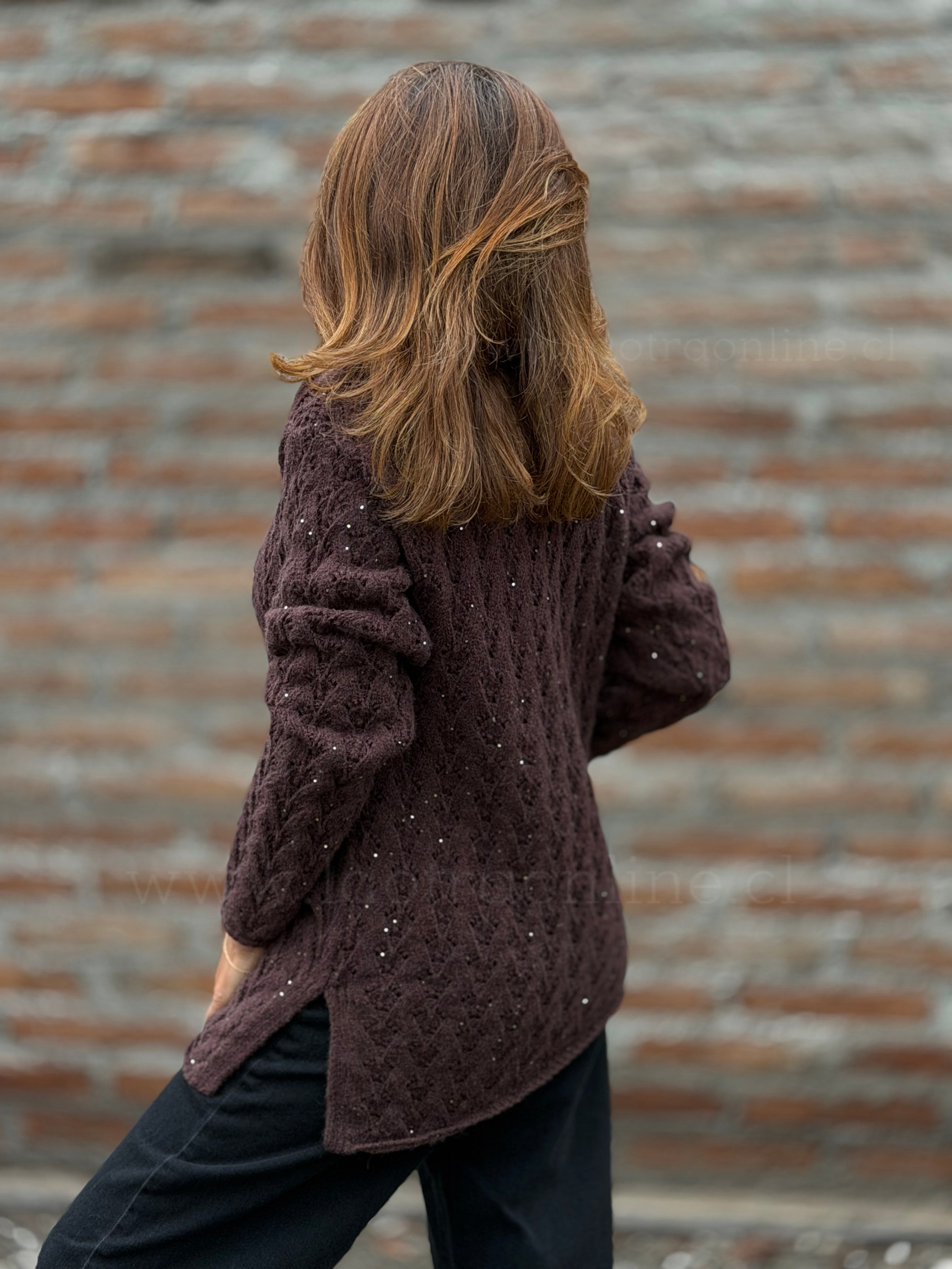 Sweater mini lentejuela choco