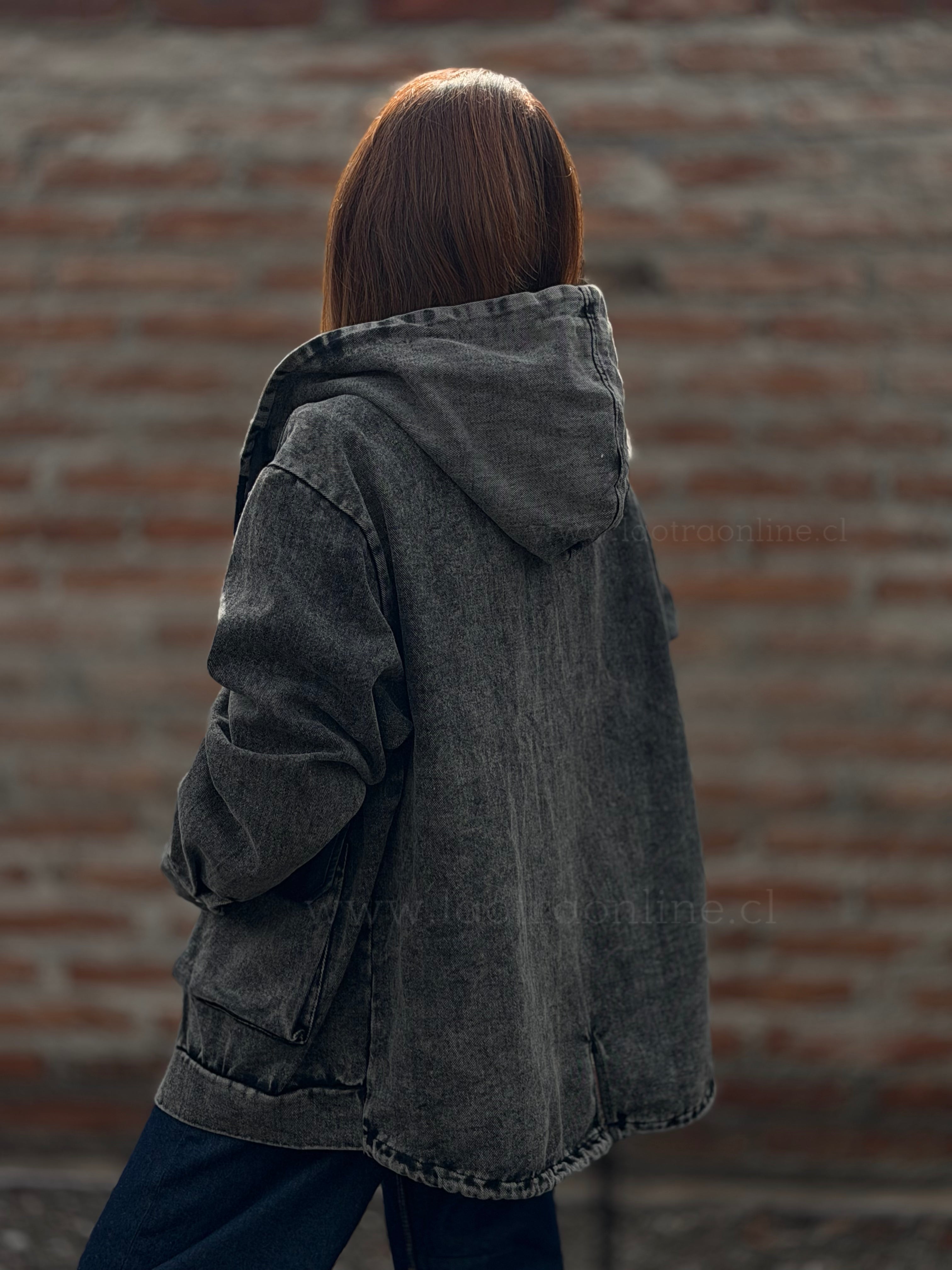 Chaqueta jeans capucha marengo