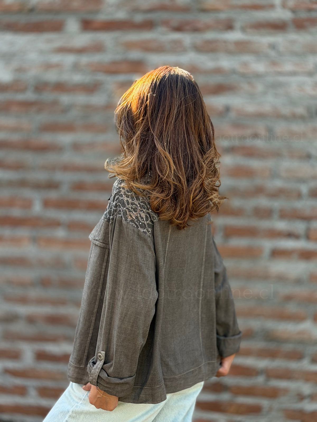 Chaqueta linolet/encaje marrón