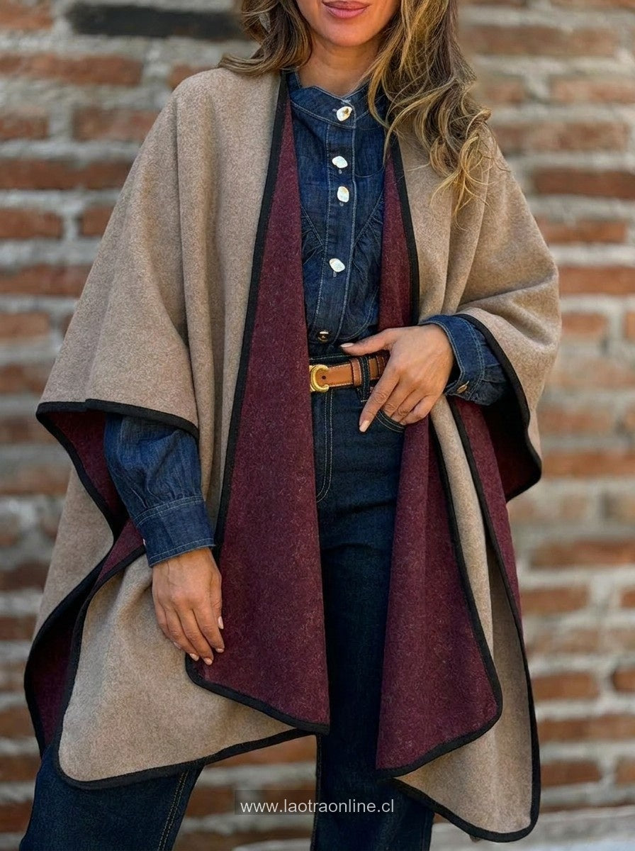 Poncho Bicolor reversible cherry
