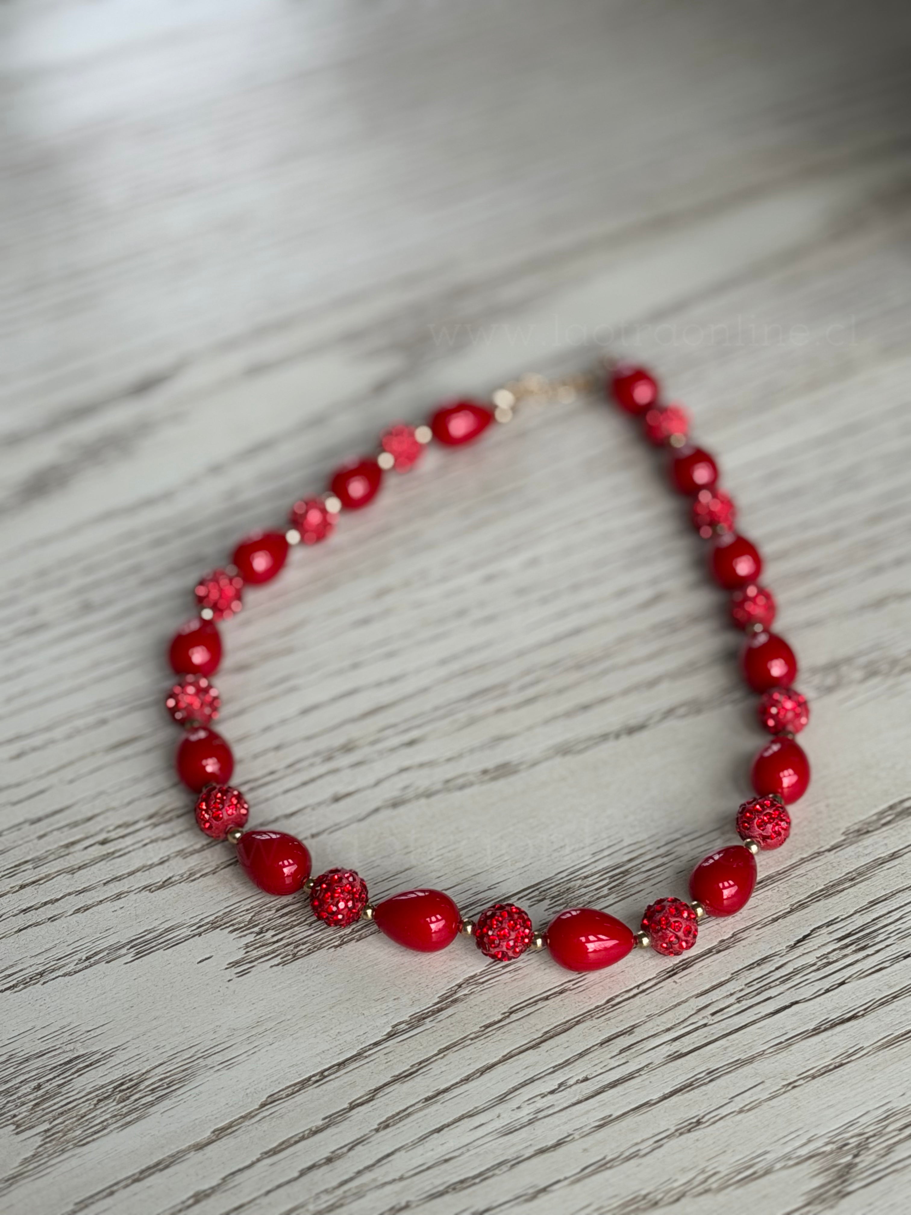 Collar rojo perlas