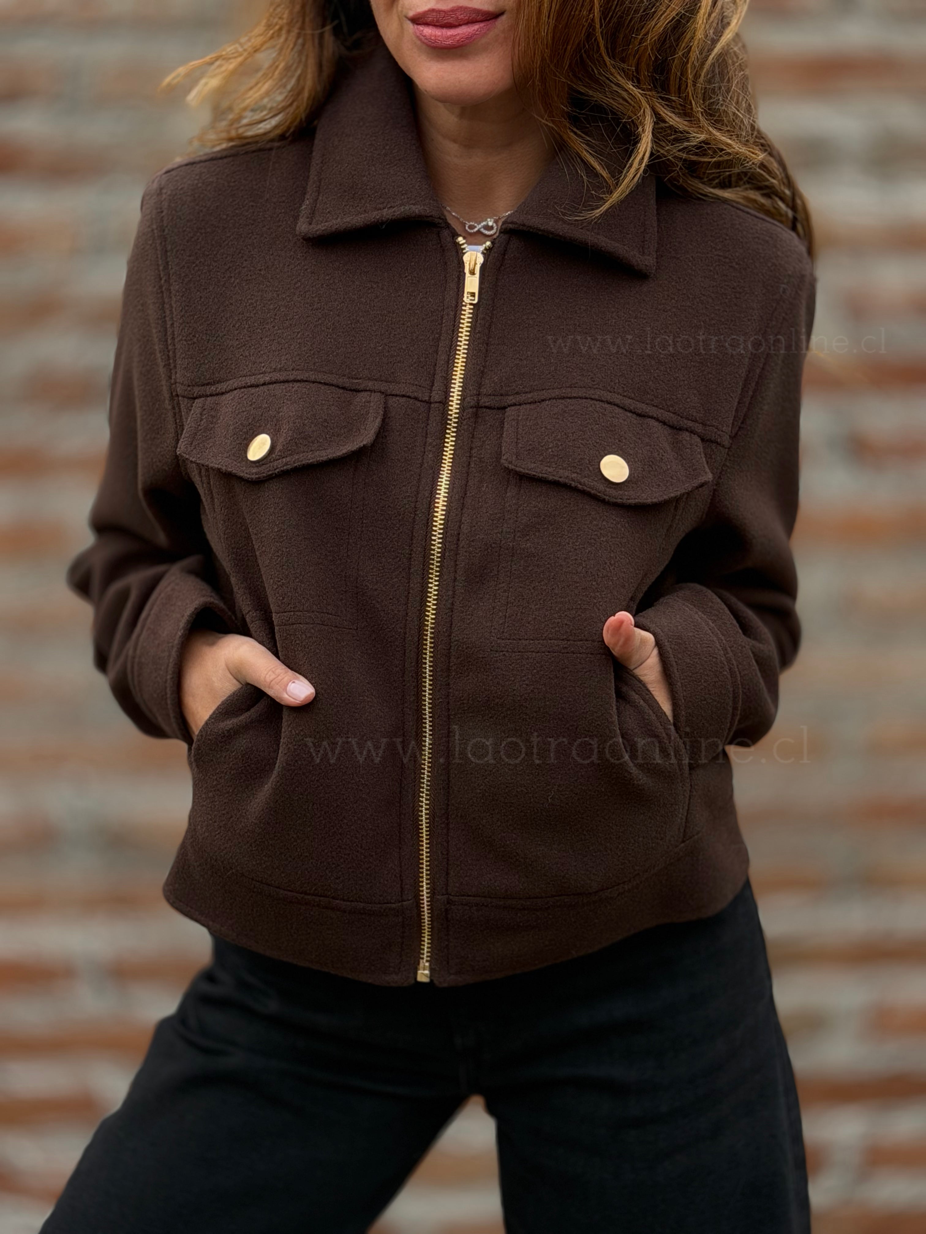 Chaqueta clásica paño marrón