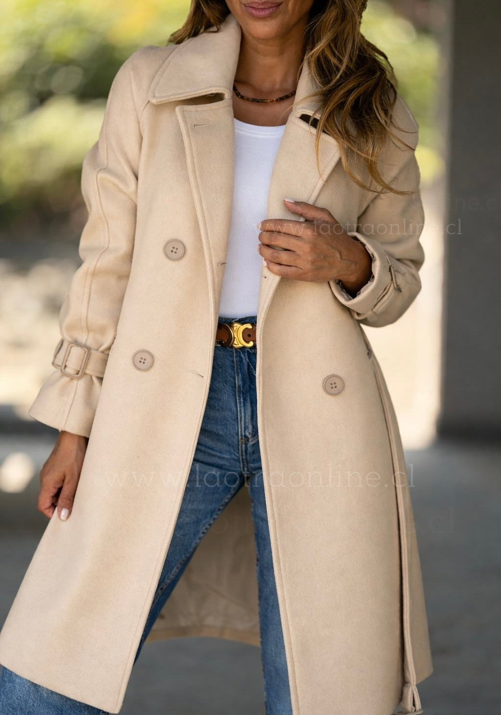 Abrigo/Trench Eiffel crema