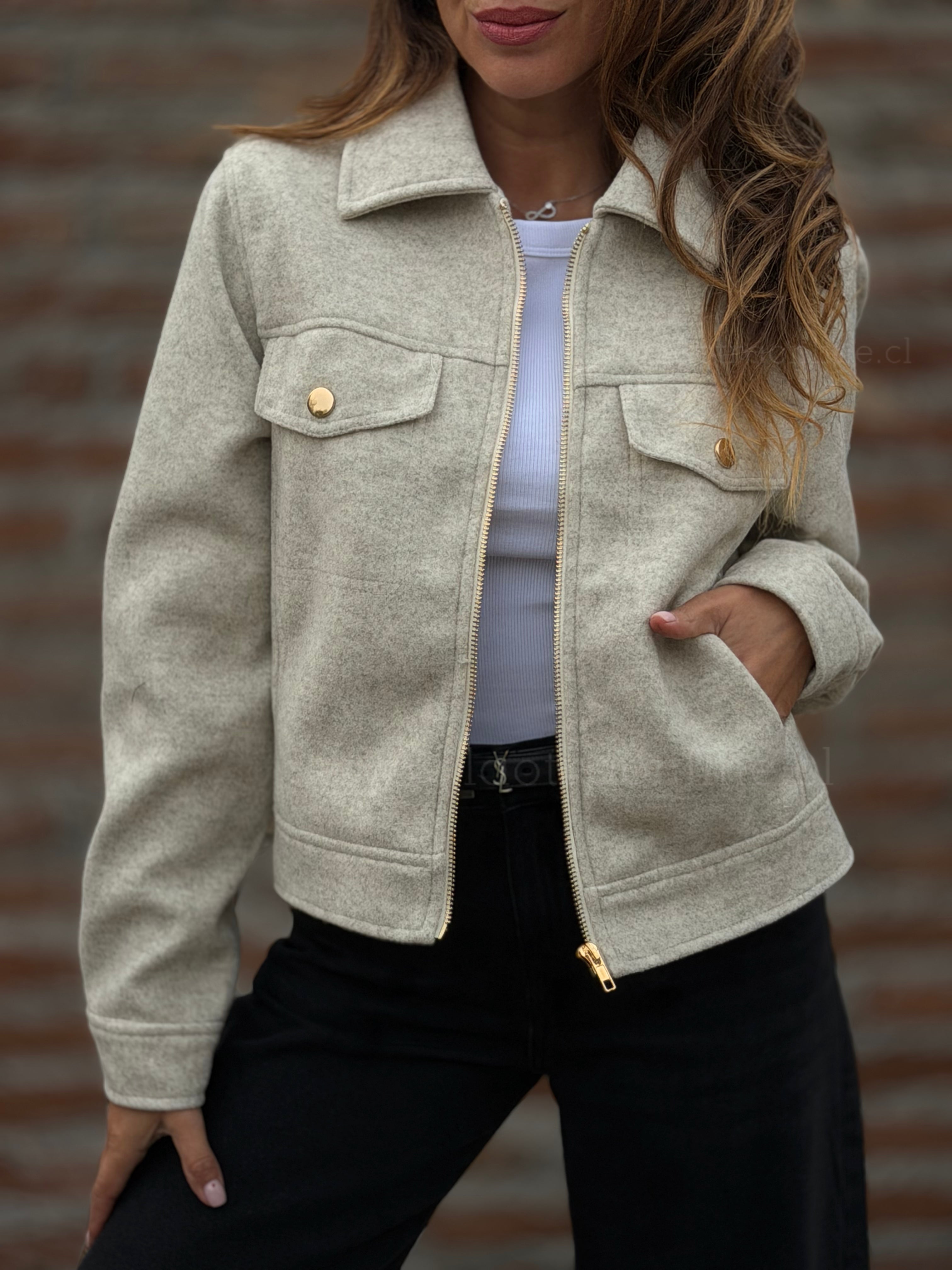 Chaqueta clásica paño gris/crema