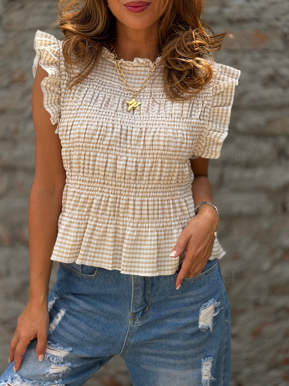 Polera Vichy princesa caramelo