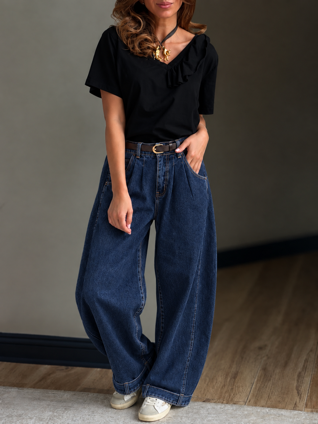 Jeans Baggy puño azul