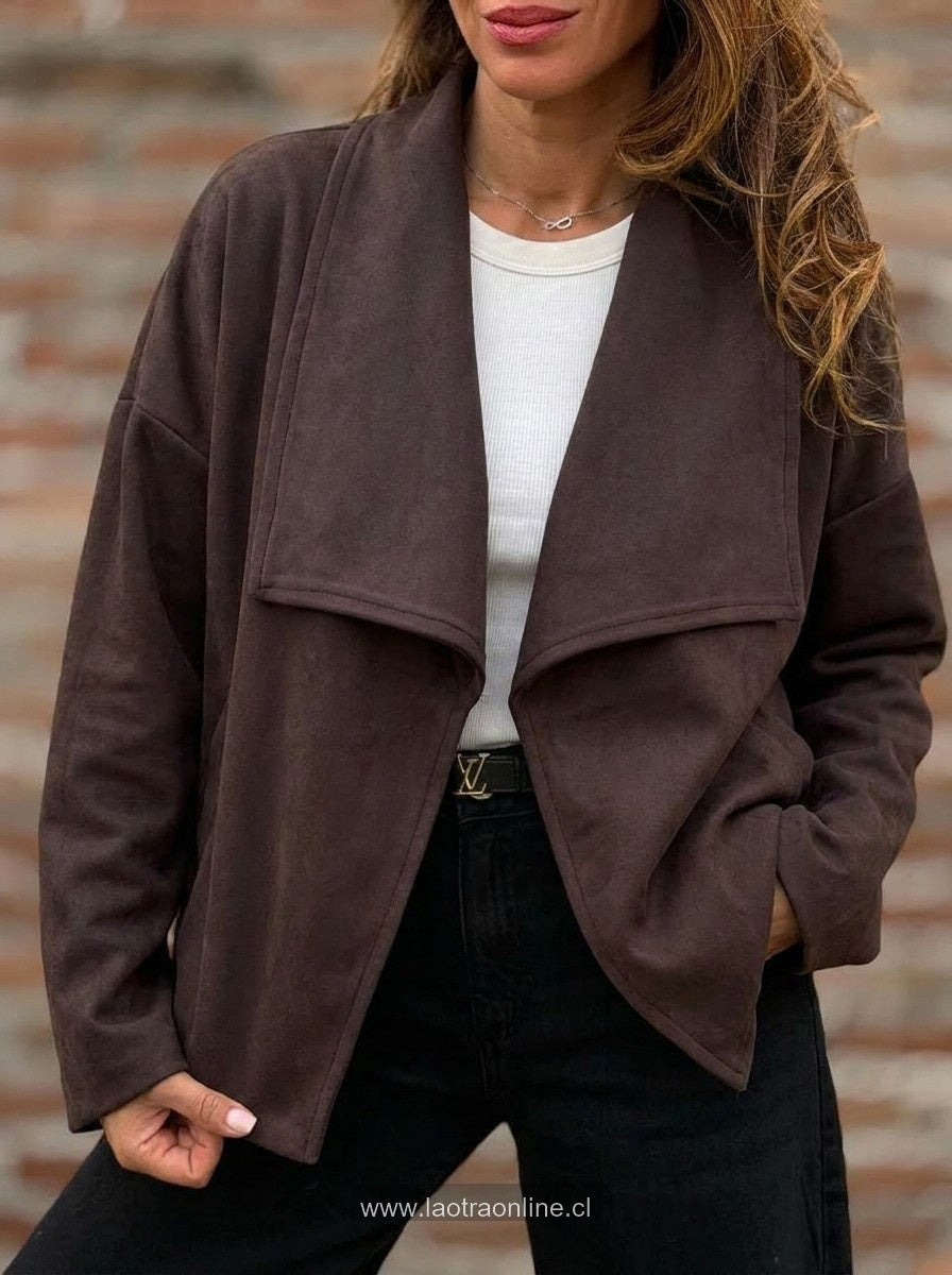 Chaqueta solapa Gamucina marrón