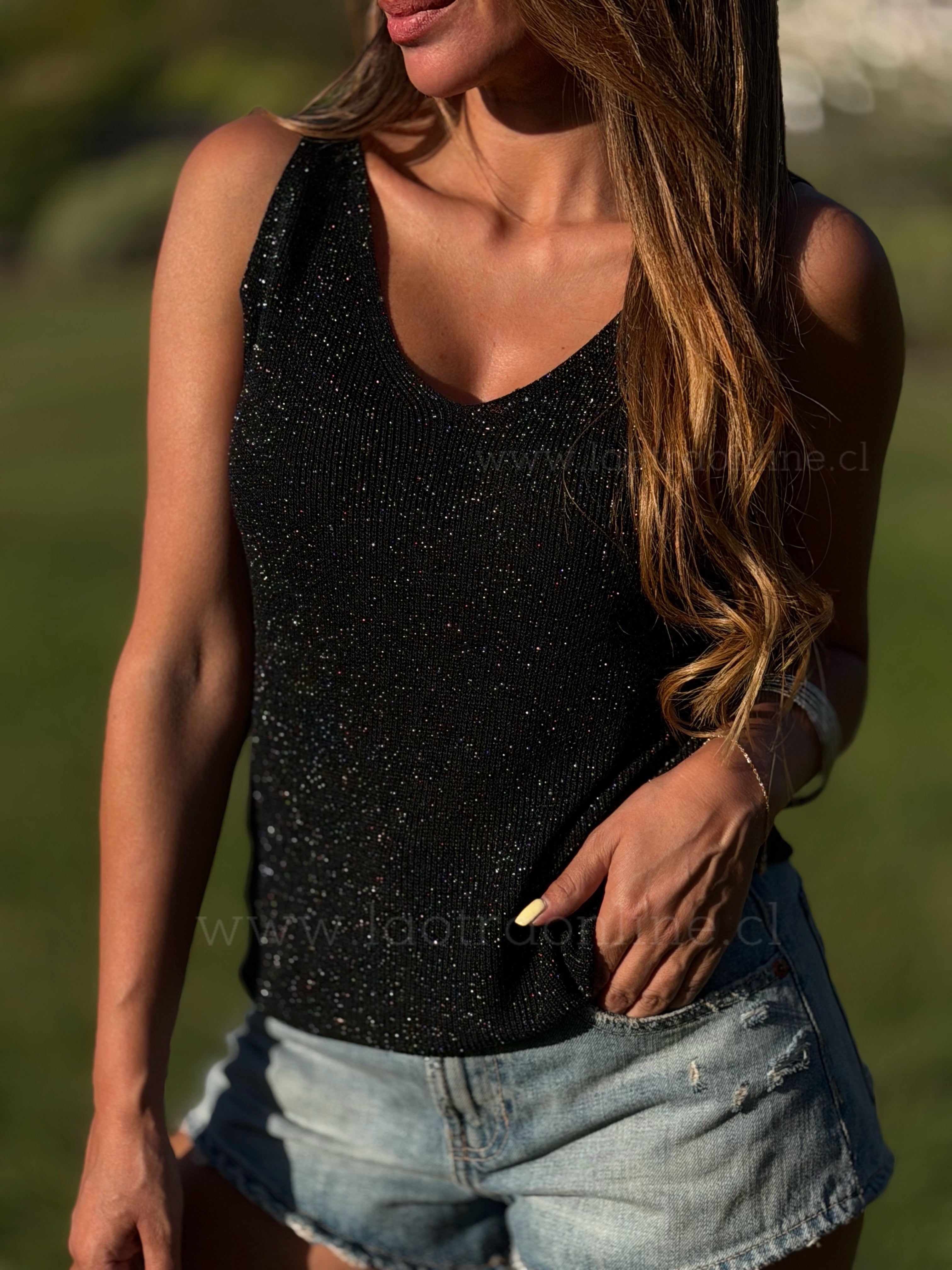 Polera hilo Glam  negro